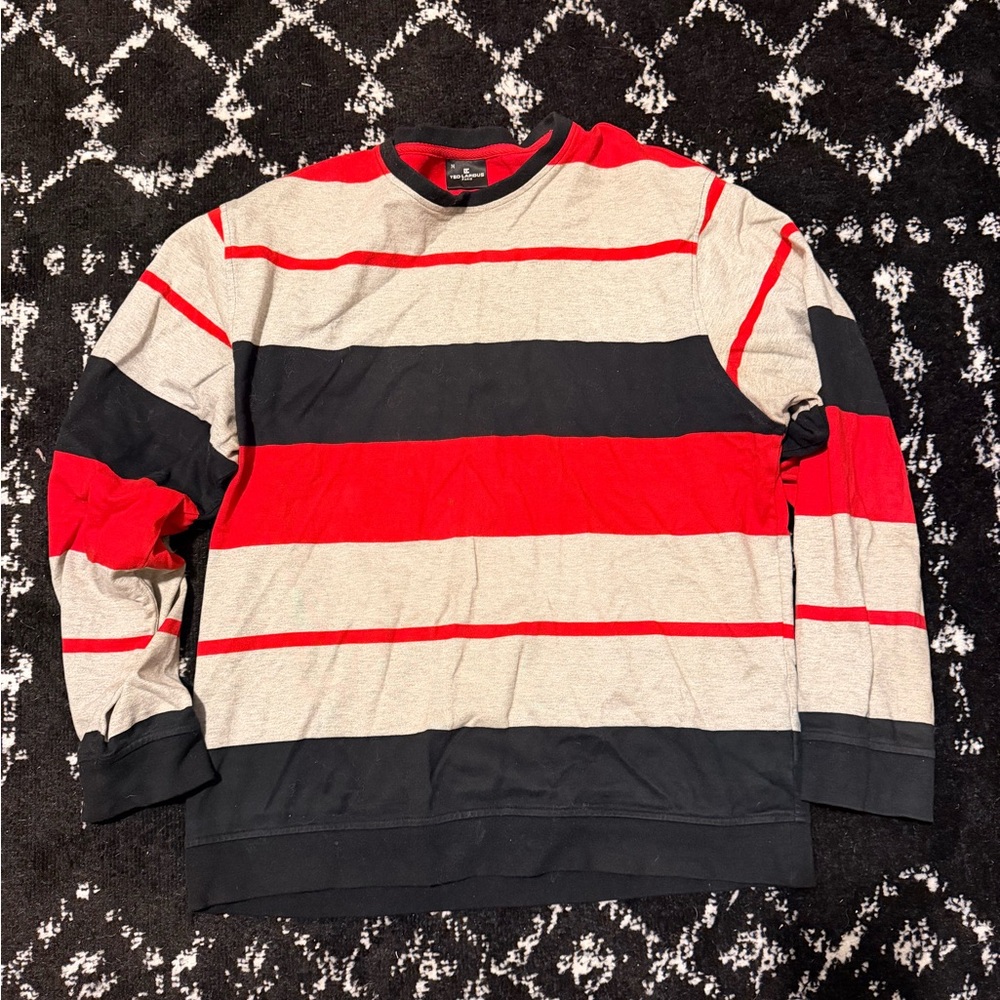 Ted Lapidus Classic Striped Crewneck shirt in Red and Black medium